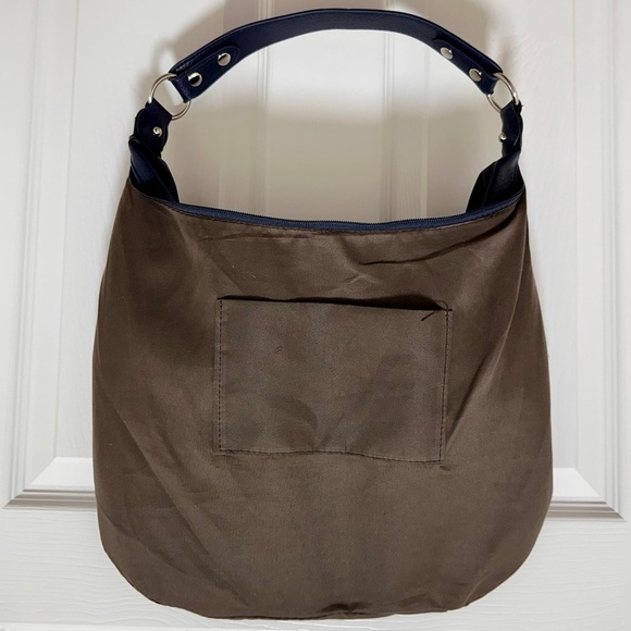 Noirvere Sleek Kaia Vegan Leather Navy Blue Hobo Bag - Picture 12 of 13